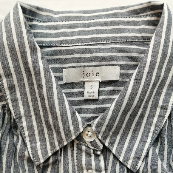 Joie Naro Striped Cotton Short Sleeve Oversize Button Up Coastal Nautical Small - Picture 13 of 16